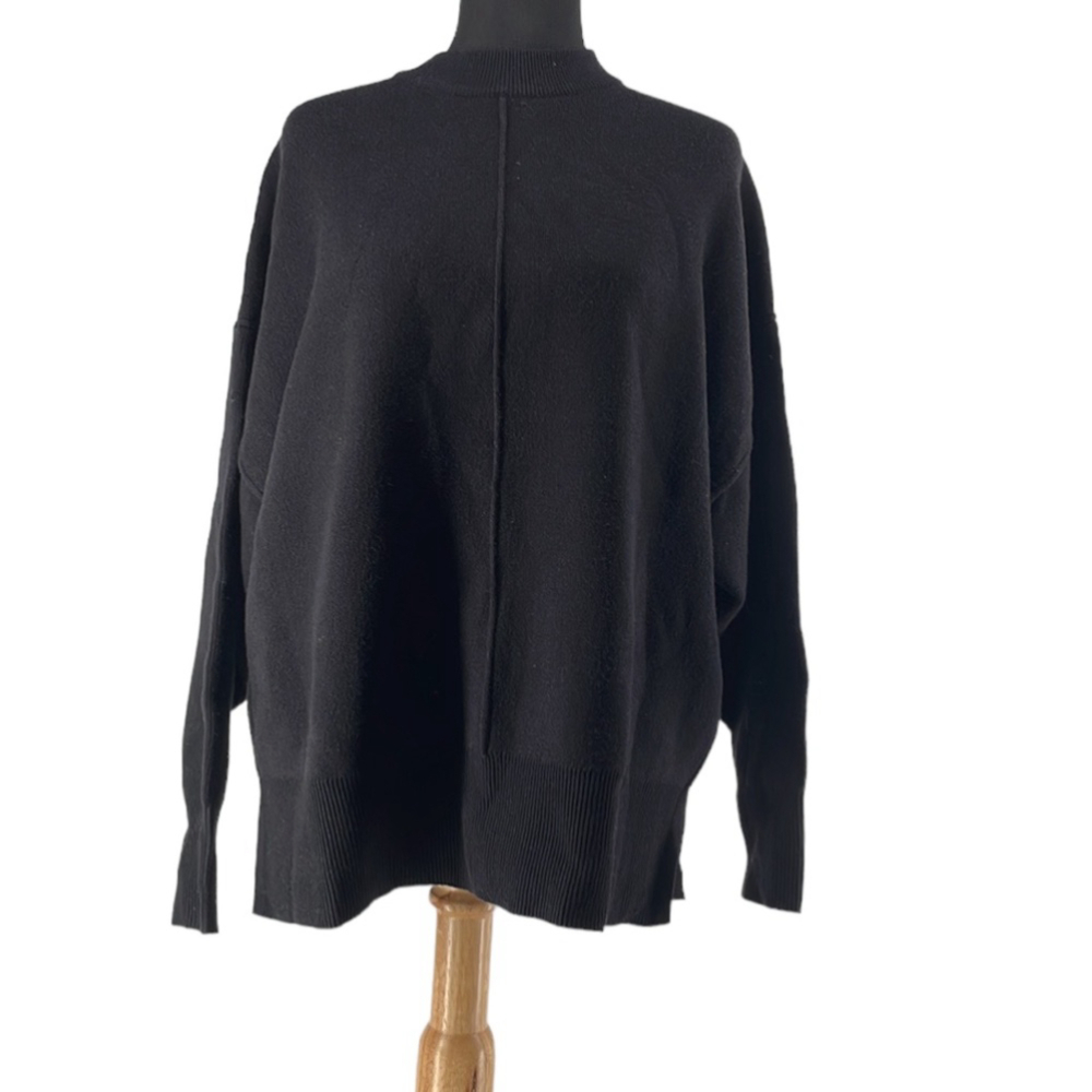 ZARA mock neck sweater thick boxy look black minimalist careee warm sz sm